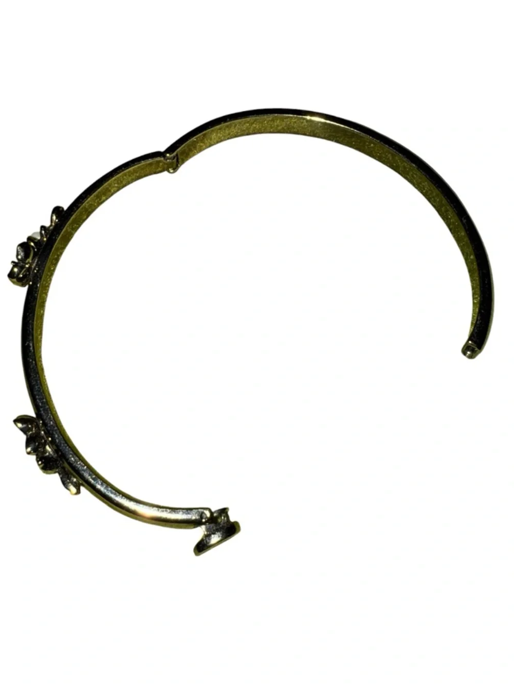 Juicy Couture Vintage Gunmetal Floral Crystal & pearl Hinged Bangle Bracelet - Picture 5 of 7